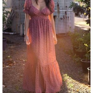 Pink floral maxi dress